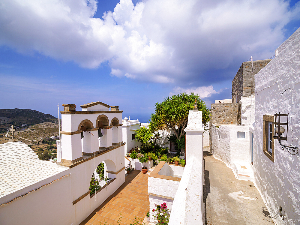 Church of Panagia i Diasozousa, Virgin Mary the Saviour, elevated view, Patmos Chora, Patmos Island, Dodecanese, Greek Islands, Greece, Europe