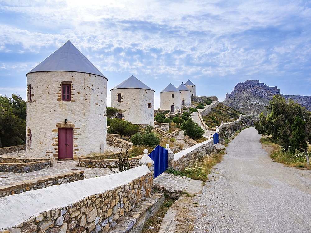 Windmills of Pandeli, Leros Island, Dodecanese, Greek Islands, Greece, Europe