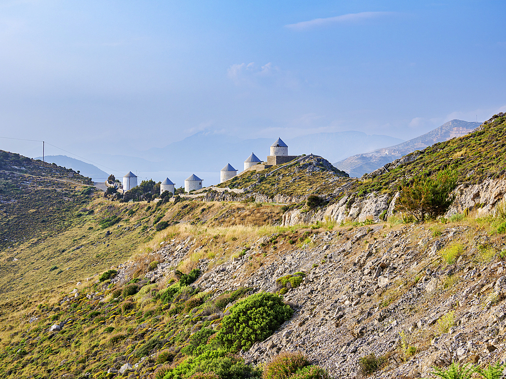 Windmills of Pandeli, Leros Island, Dodecanese, Greek Islands, Greece, Europe