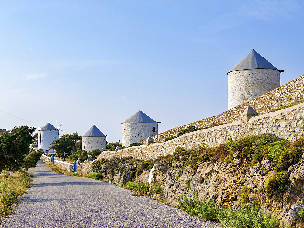 Windmills of Pandeli, Leros Island, Dodecanese, Greek Islands, Greece, Europe