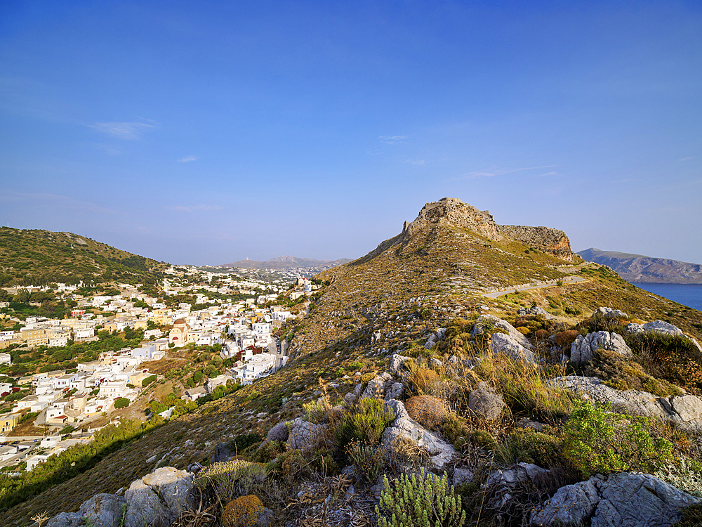 Medieval Castle of Pandeli over Agia Marina, Leros Island, Dodecanese, Greek Islands, Greece, Europe