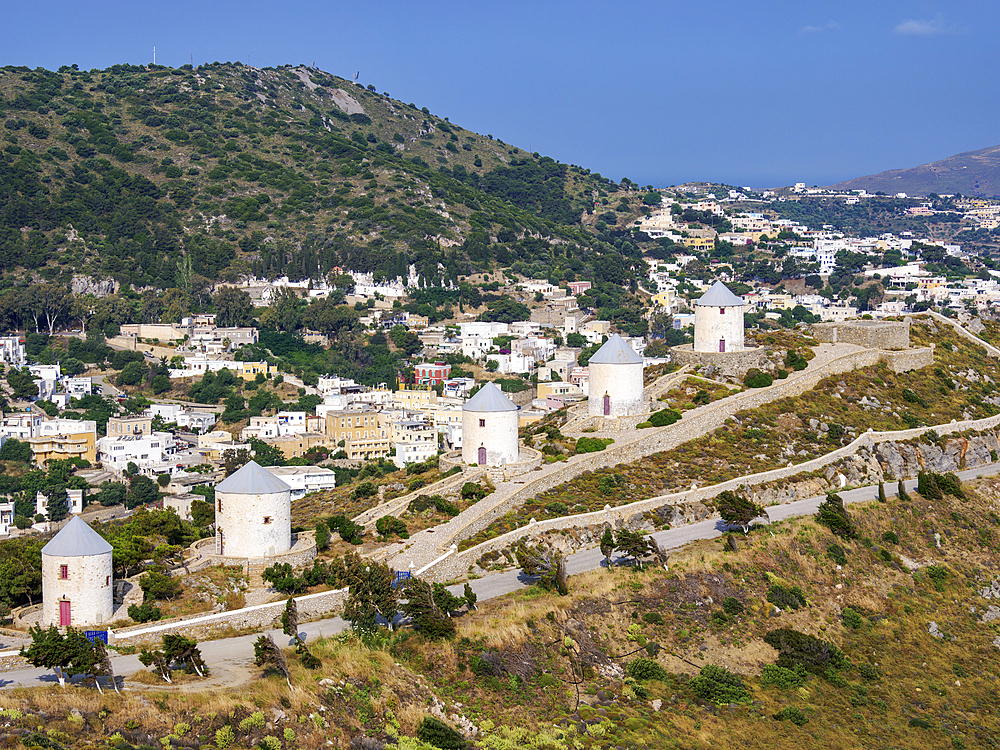 Windmills of Pandeli, Leros Island, Dodecanese, Greek Islands, Greece, Europe