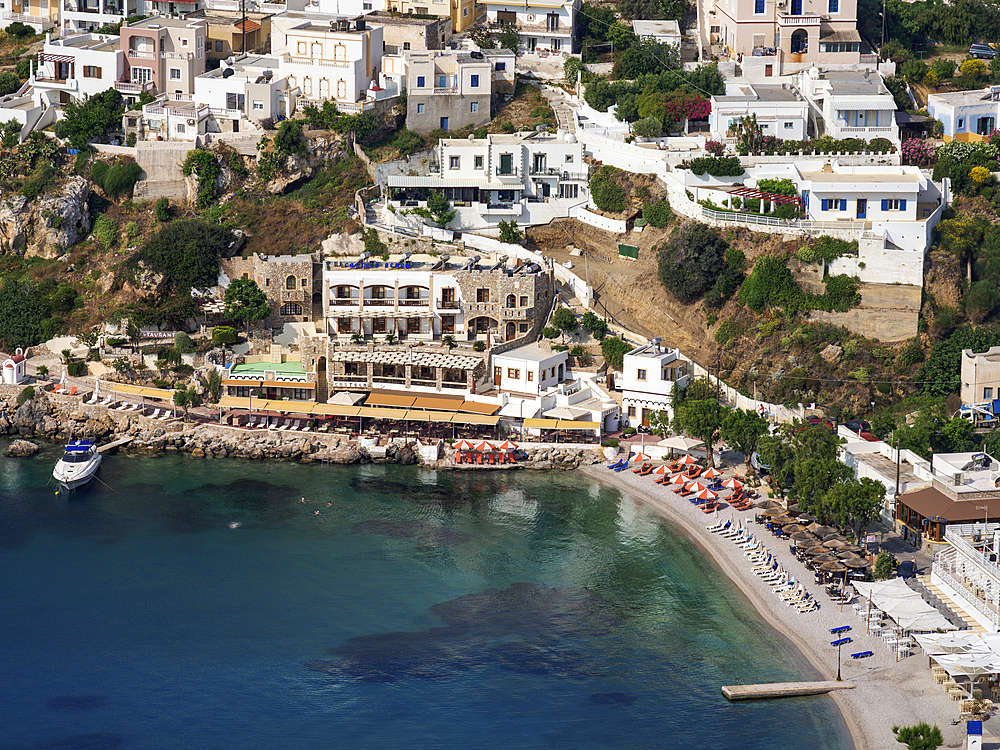 Pandeli Beach, elevated view, Leros Island, Dodecanese, Greek Islands, Greece, Europe