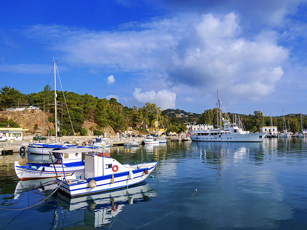 Port in Lakki Town, Leros Island, Dodecanese, Greek Islands, Greece, Europe