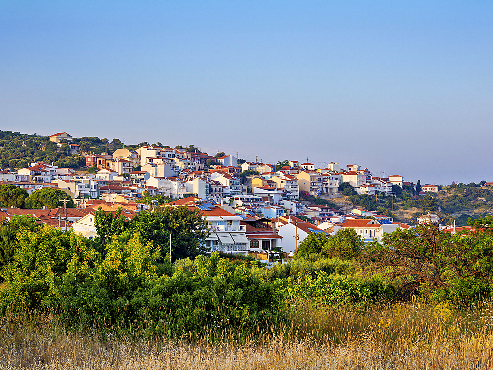 Townscape at sunset, Pythagoreio, Samos Island, North Aegean, Greek Islands, Greece, Europe