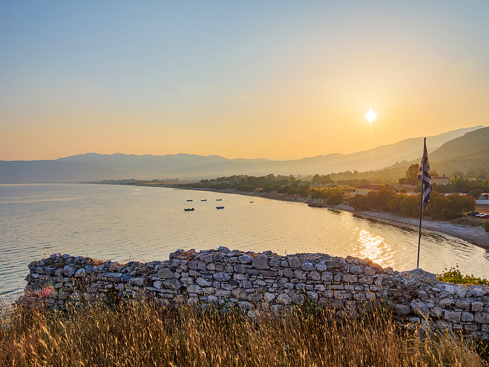 Paralia Pithagorio Beach at sunset, Pythagoreio, Samos Island, North Aegean, Greek Islands, Greece, Europe