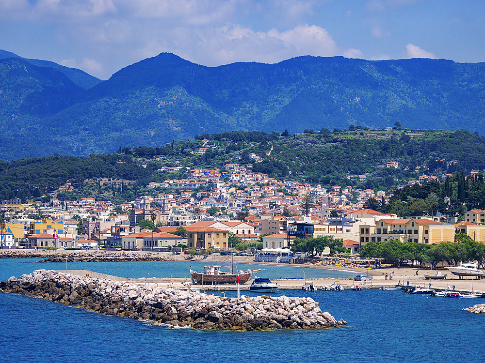 View towards Karlovasi, Samos Island, North Aegean, Greek Islands, Greece, Europe