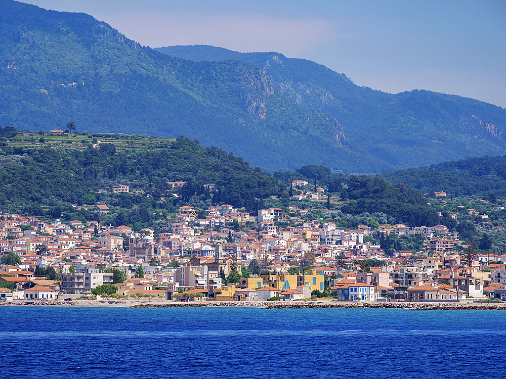 View towards Karlovasi, Samos Island, North Aegean, Greek Islands, Greece, Europe