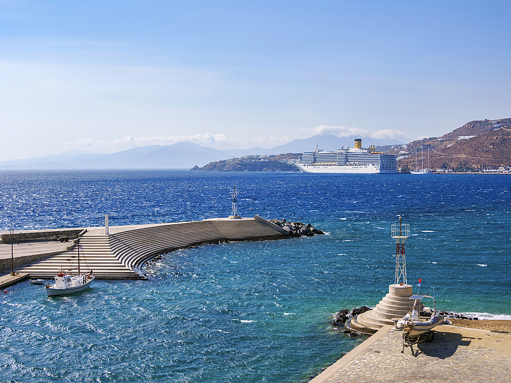 Port in Mykonos Town, Mykonos Island, Cyclades, Greek Islands, Greece, Europe