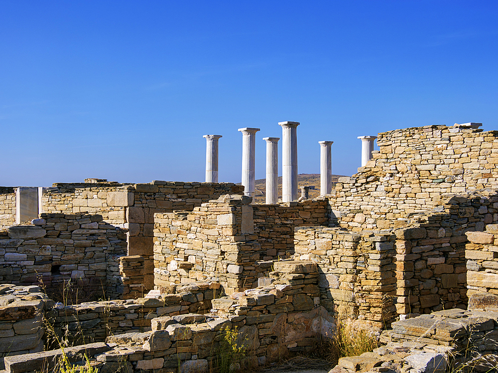 Delos Archaeological Site, UNESCO World Heritage Site, Delos Island, Cyclades, Greek Islands, Greece, Europe