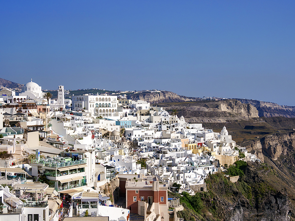 Cityscape of Fira, Santorini (Thira) Island, Cyclades, Greek Islands, Greece, Europe