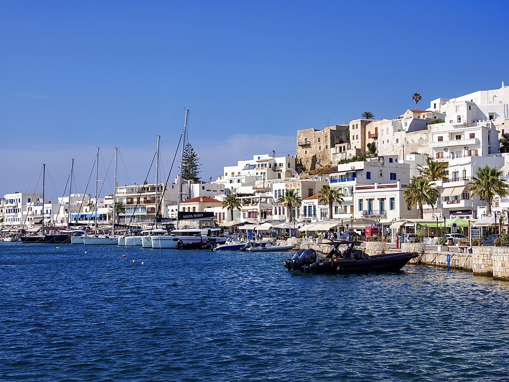 Waterfront of Chora, Naxos City, Naxos Island, Cyclades, Greek Islands, Greece, Europe