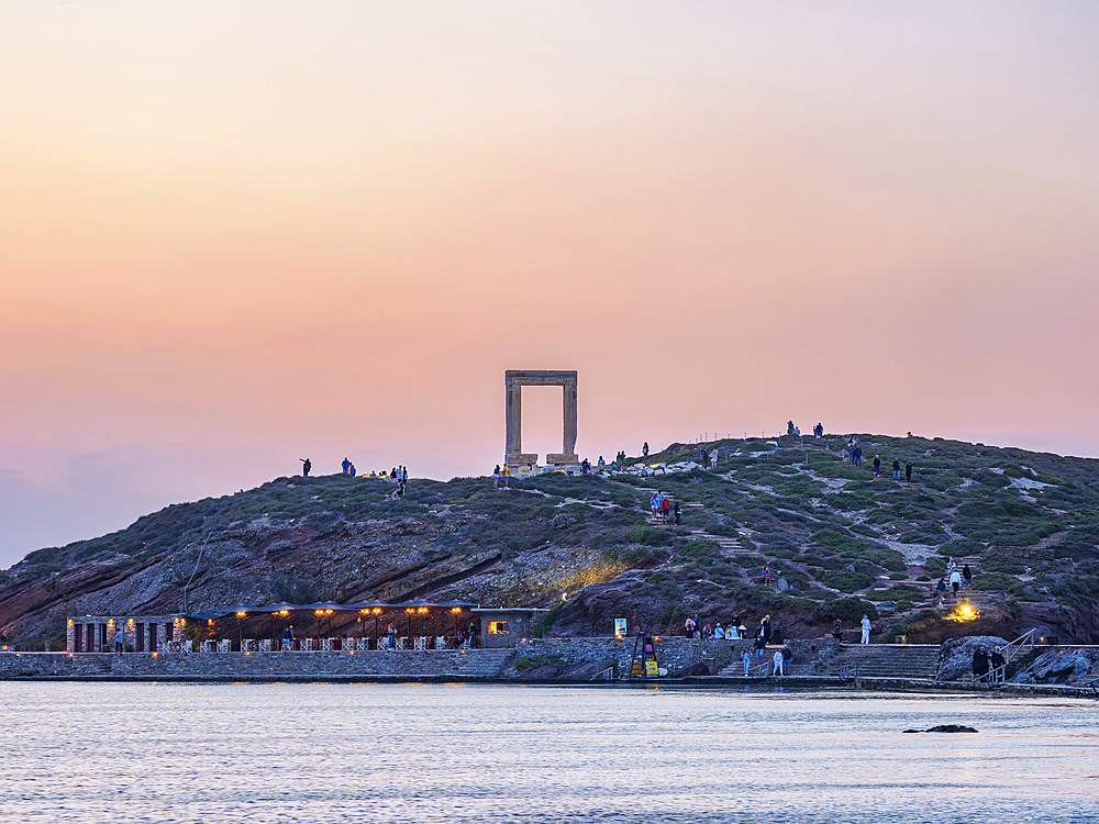 Temple of Apollo at dusk, Chora, Naxos City, Naxos Island, Cyclades, Greek Islands, Greece, Europe