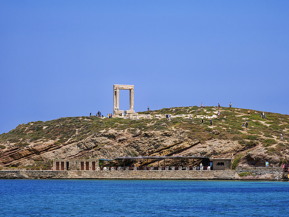 View towards the Temple of Apollo, Chora, Naxos City, Naxos Island, Cyclades, Greek Islands, Greece, Europe