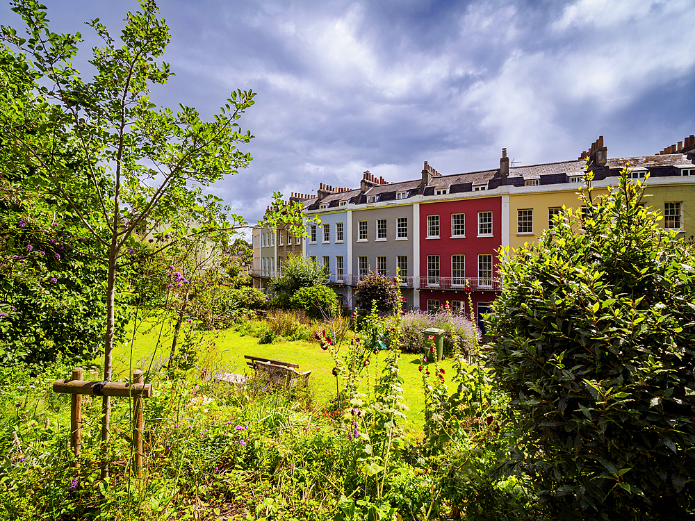 Colourful houses at The Polygon, Bristol, England, United Kingdom, Europe