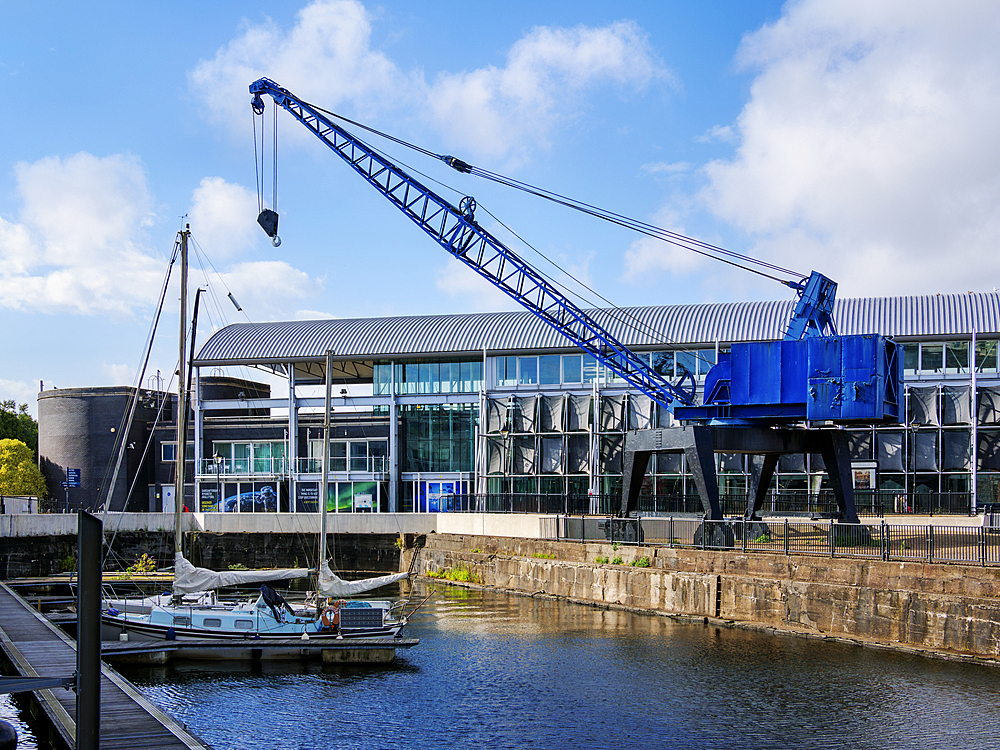 Crane at Mount Stuart Graving Docks, Cardiff Bay, Cardiff, Wales, United Kingdom, Europe