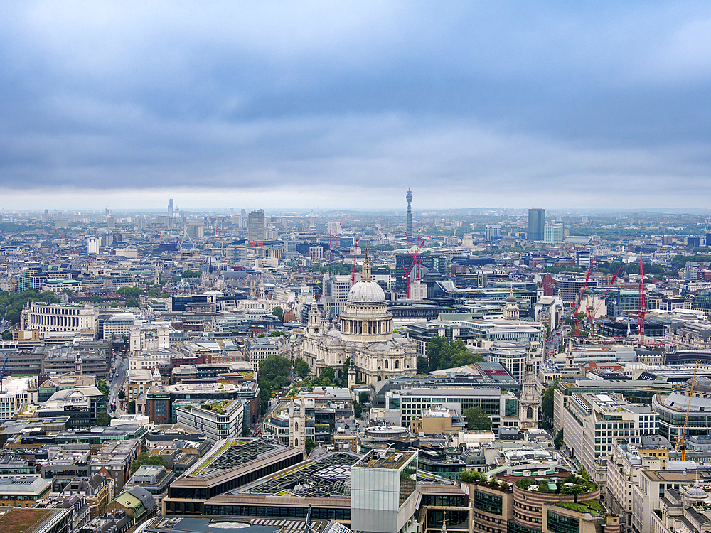 View towards St. Paul's Cathedral, London, England, United Kingdom, Europe