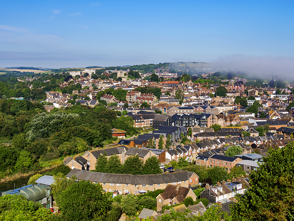 Townscape, elevated view, Lewes, East Sussex, England, United Kingdom, Europe