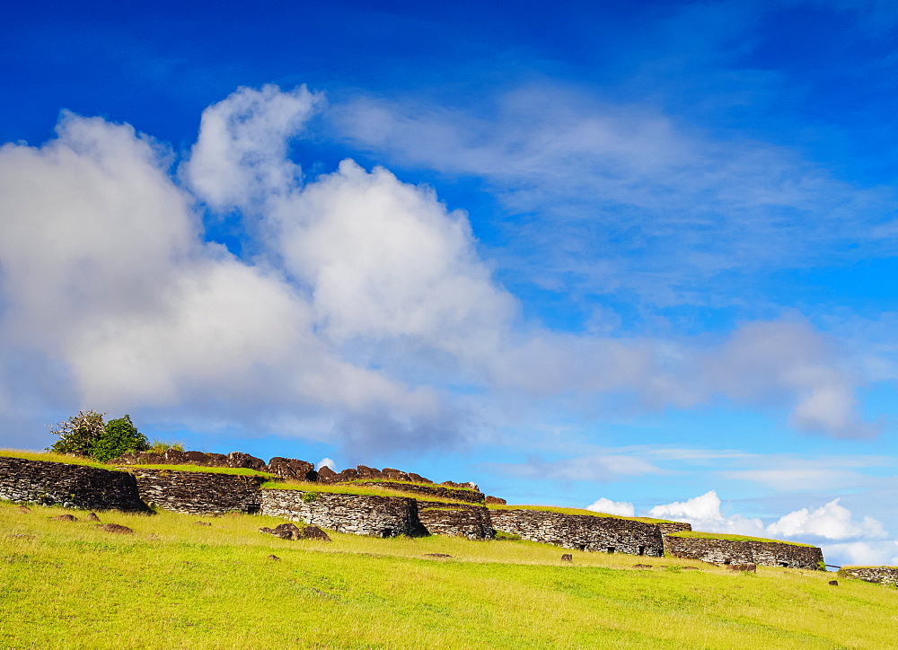 Orongo Village, Rapa Nui National Park, UNESCO World Heritage Site, Easter Island, Chile, South America