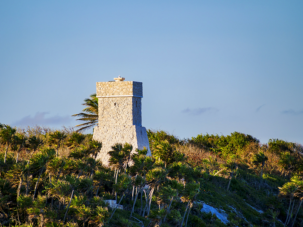 Tulum Lighthouse at sunset, Tulum, Quintana Roo State, Mexico