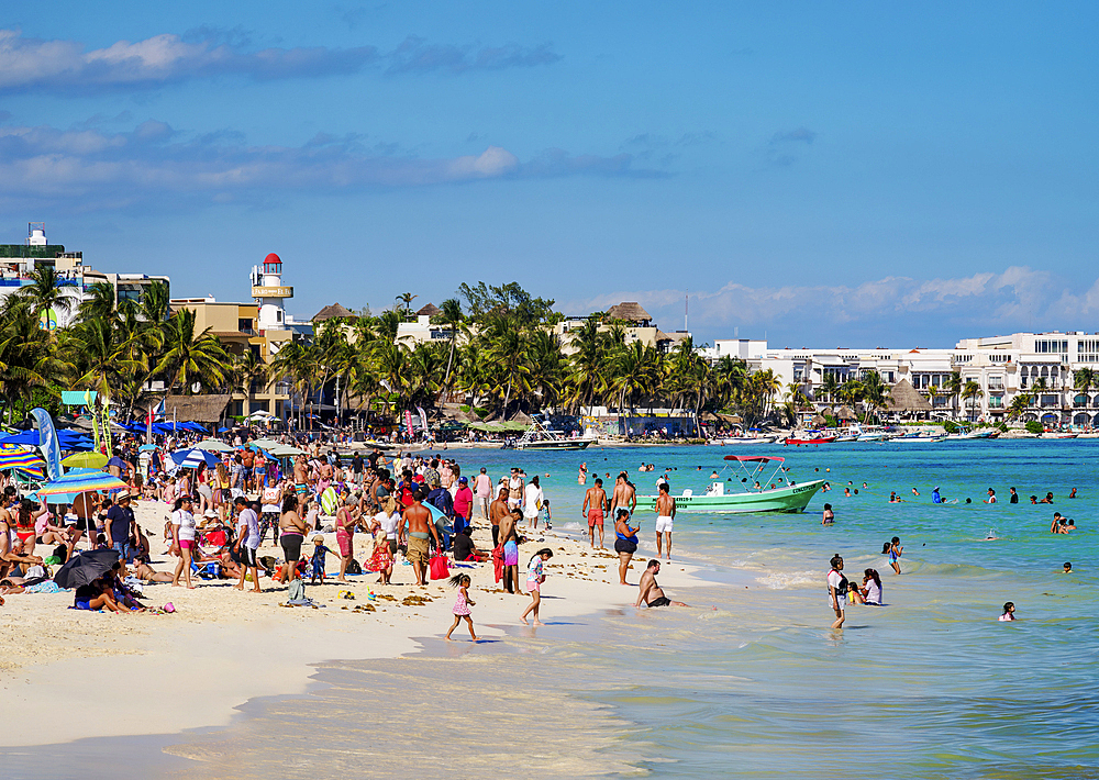 People at the beach, Playa Incluyente, Playa del Carmen, Quintana Roo State, Mexico