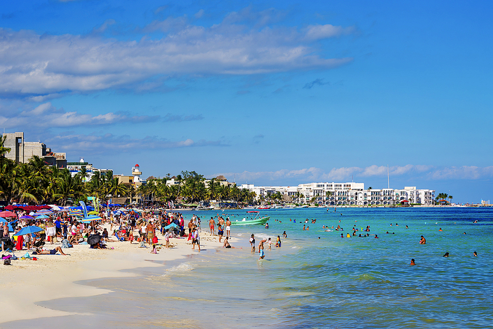 People at the beach, Playa Incluyente, Playa del Carmen, Quintana Roo State, Mexico