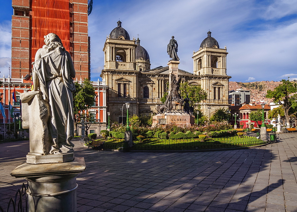 Plaza Murillo with Cathedral Basilica of Our Lady of Peace, La Paz, Bolivia, South America