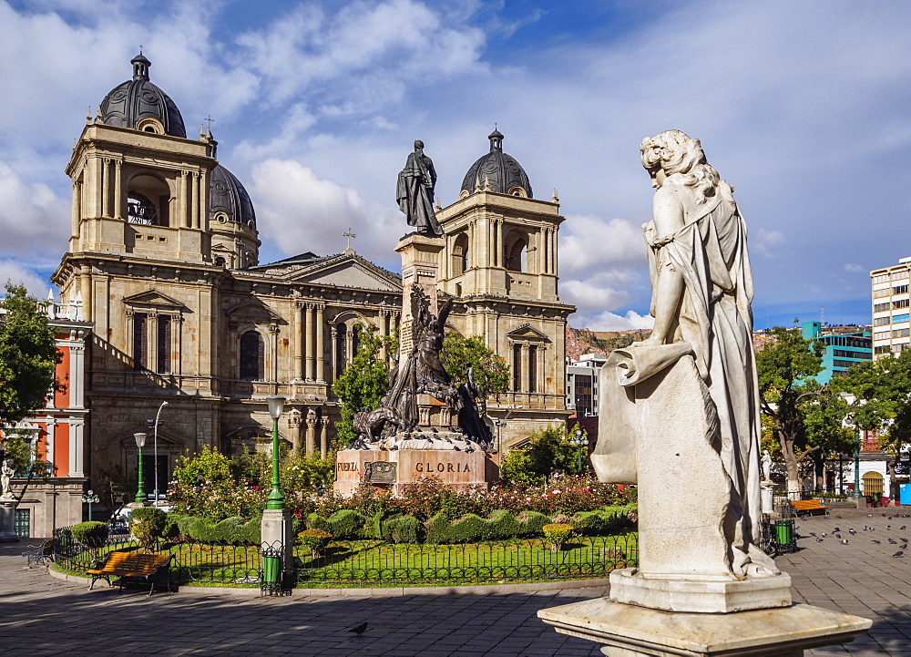 Plaza Murillo with Cathedral Basilica of Our Lady of Peace, La Paz, Bolivia, South America