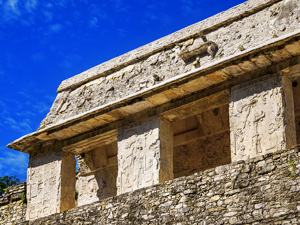 The Palace, detailed view, Palenque Archaeological Site, Palenque, Chiapas State, Mexico