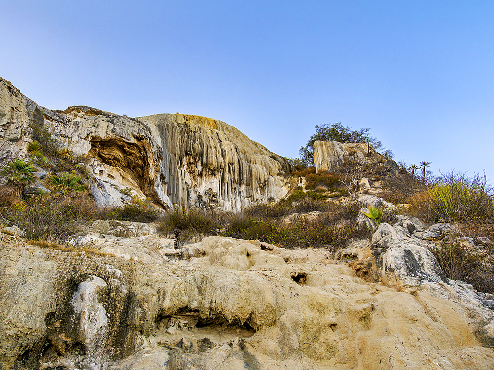 Petrified Waterfall at dusk, Hierve el Agua, San Lorenzo Albarradas, Oaxaca State, Mexico