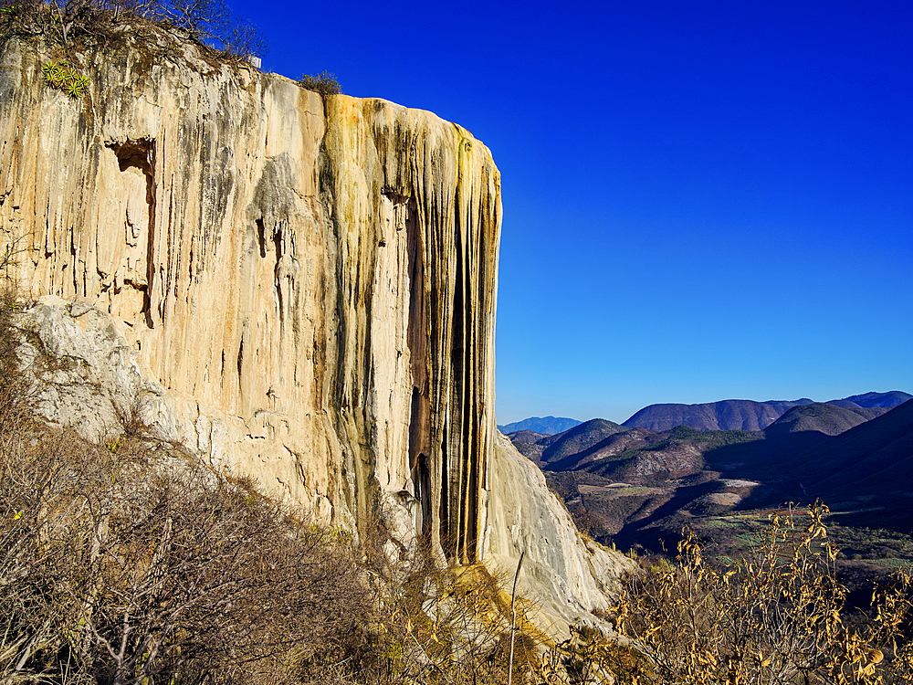 Petrified Waterfall at sunset, Hierve el Agua, San Lorenzo Albarradas, Oaxaca State, Mexico