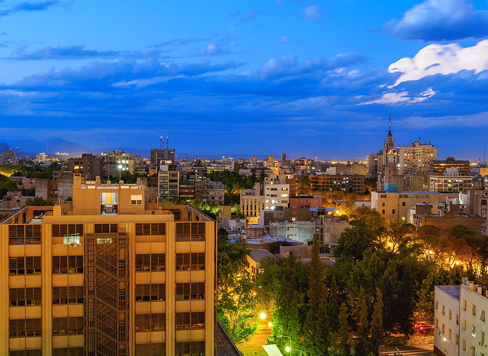 Cityscape of Mendoza, twilight, Argentina, South America