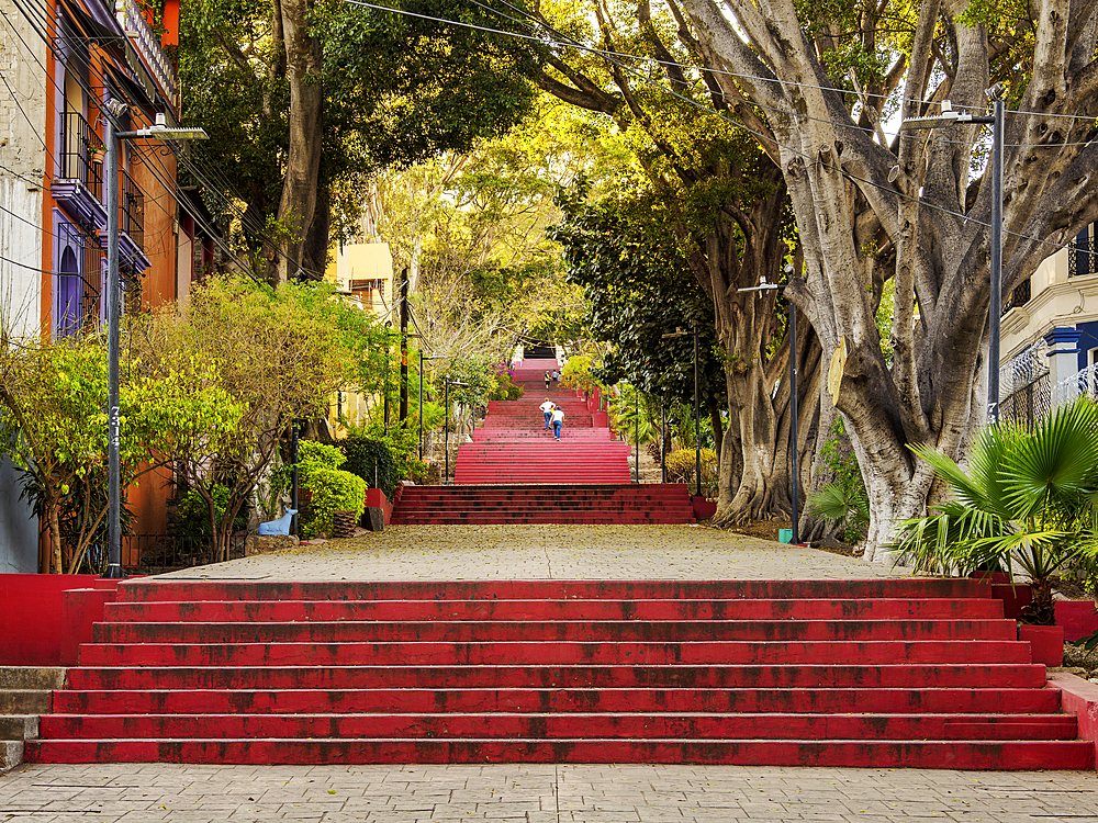 Stairway to Cerro del Fortin, Oaxaca de Juarez, Oaxaca State, Mexico
