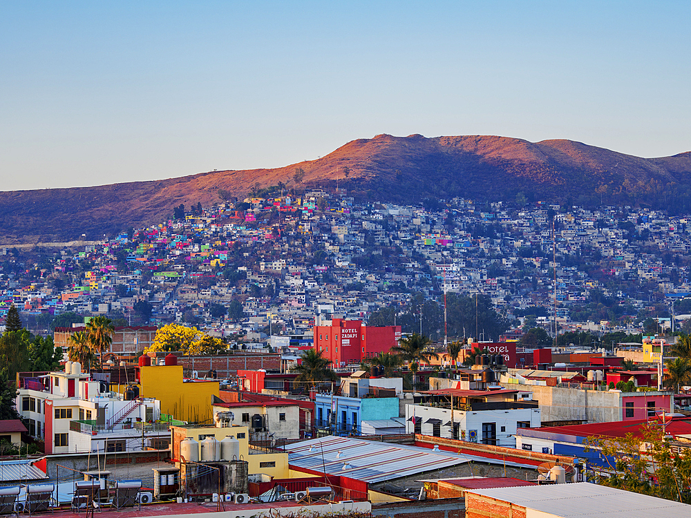 Cityscape of Oaxaca de Juarez at sunrise, Oaxaca State, Mexico