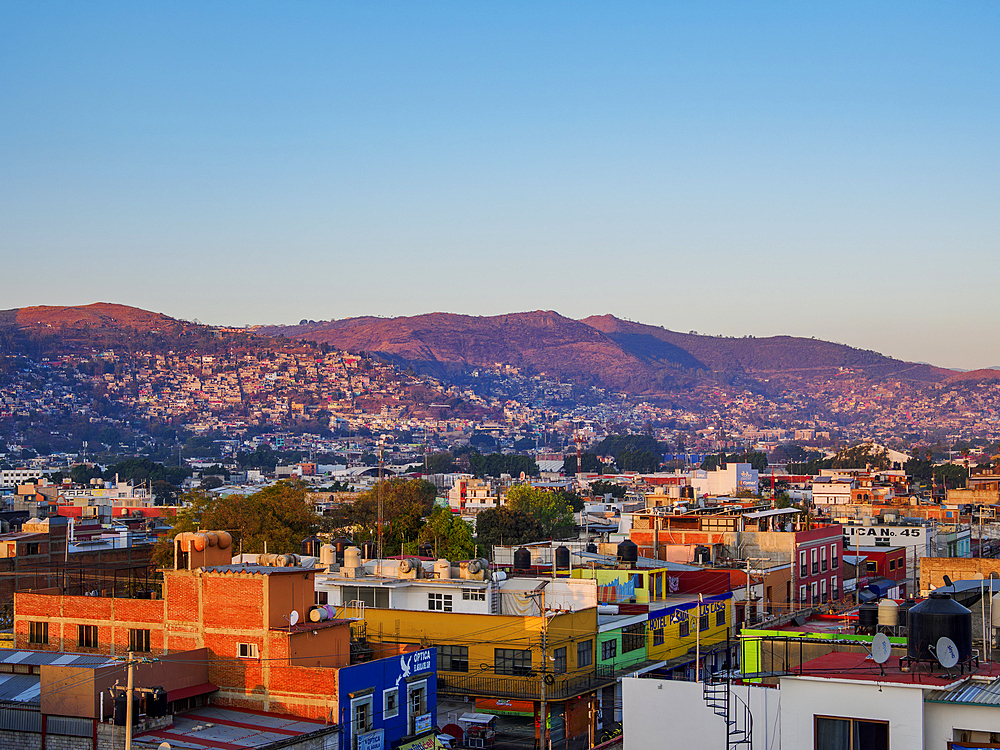 Cityscape of Oaxaca de Juarez at sunrise, Oaxaca State, Mexico