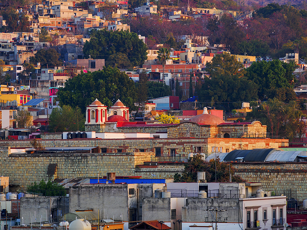 Cityscape of Oaxaca de Juarez at sunrise, Oaxaca State, Mexico