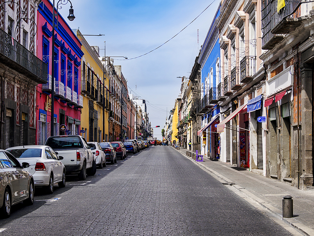Street of the Old Town, City of Puebla, Puebla State, Mexico