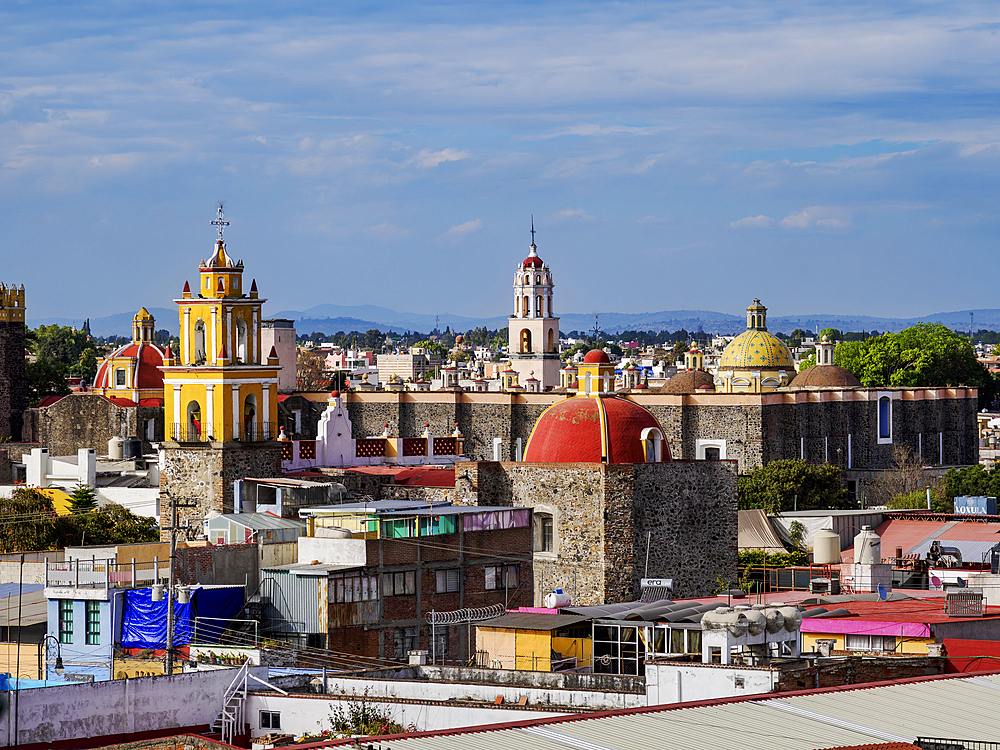 View towards the San Gabriel Franciscan Convent, Cholula, Puebla State, Mexico