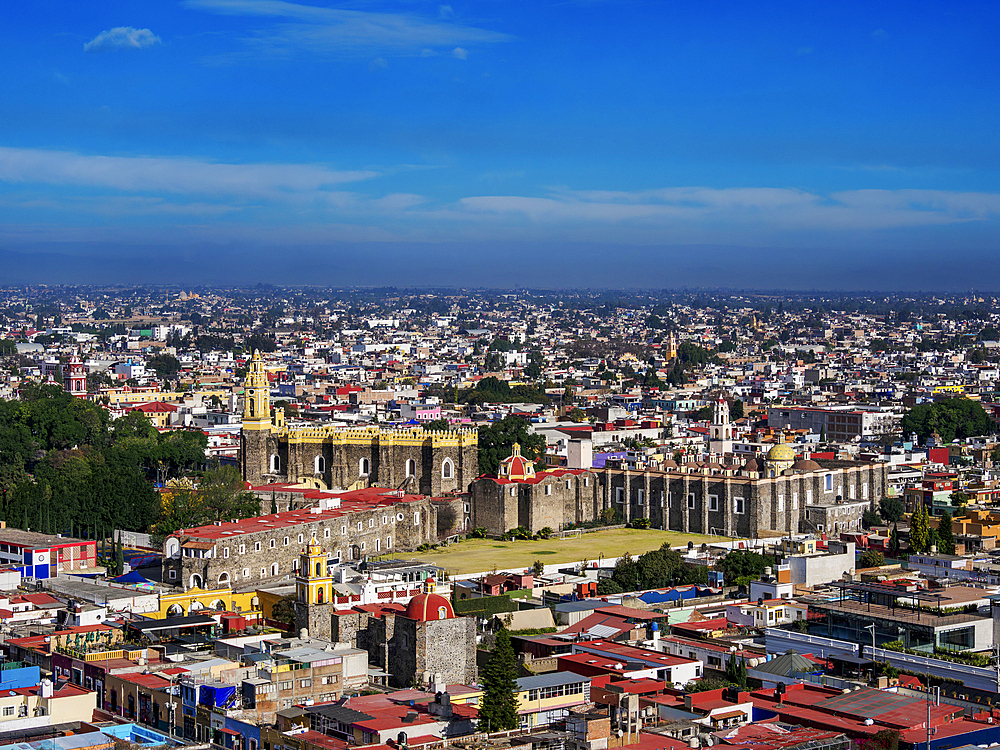 View towards the San Gabriel Franciscan Convent, Cholula, Puebla State, Mexico