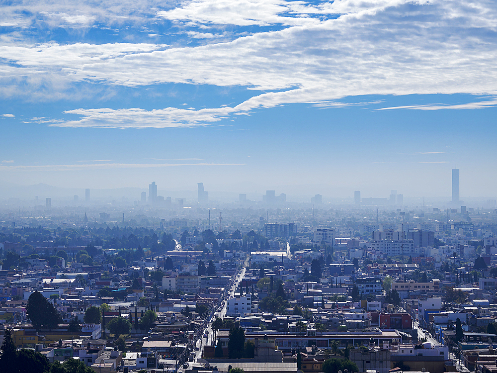 View towards the city of Puebla, Cholula, Puebla State, Mexico