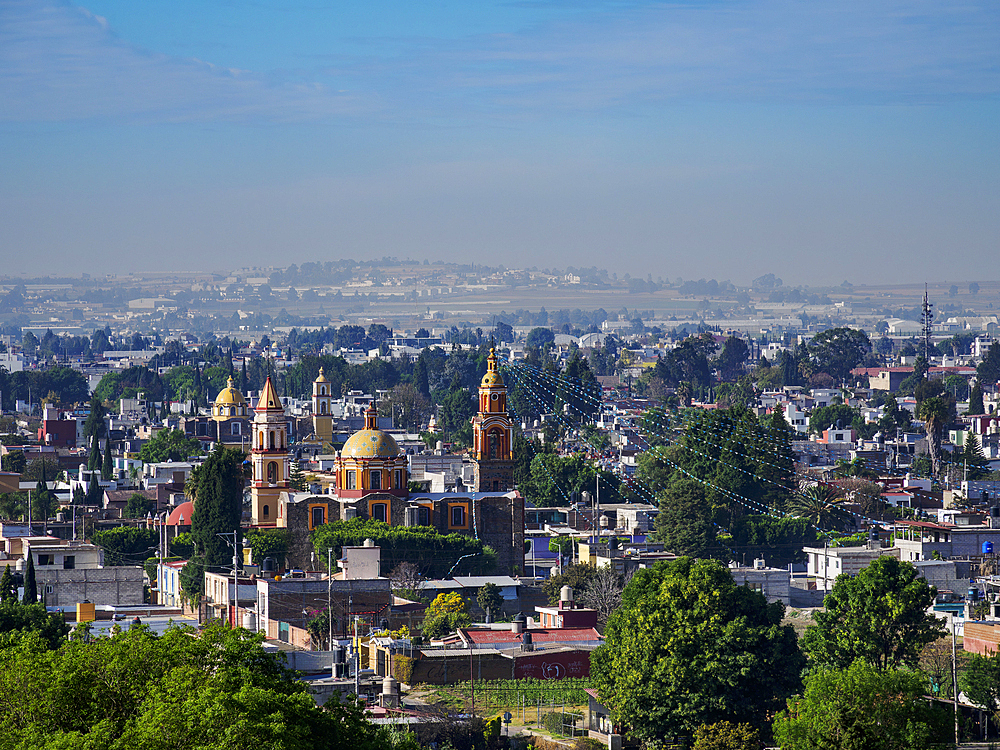 View towards the Tecamac Church of Saint Paul, Cholula, Puebla State, Mexico