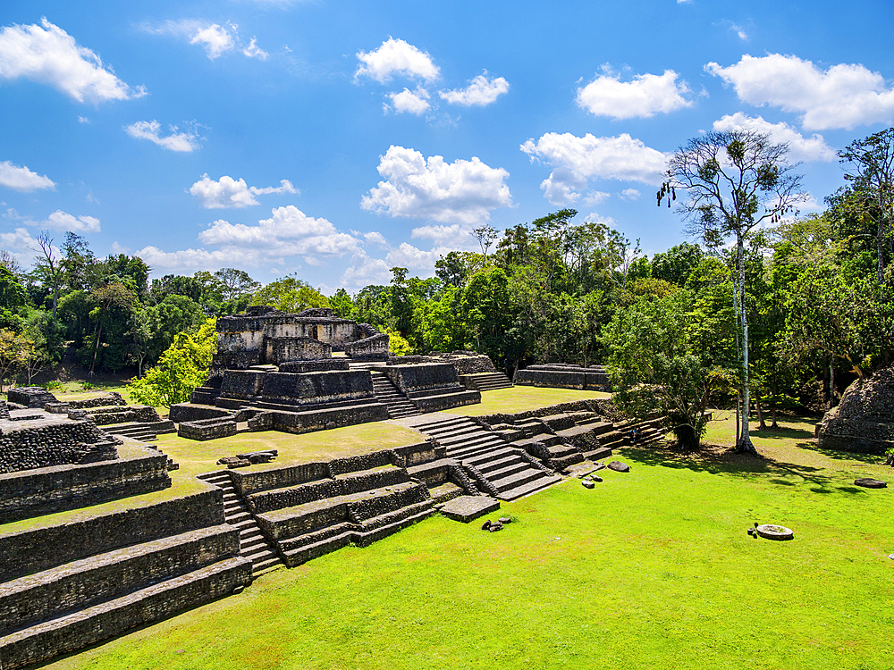 Temple of the Wooden Lintel, elevated view, Plaza A, Caracol Archaeological Site, Cayo District, Belize