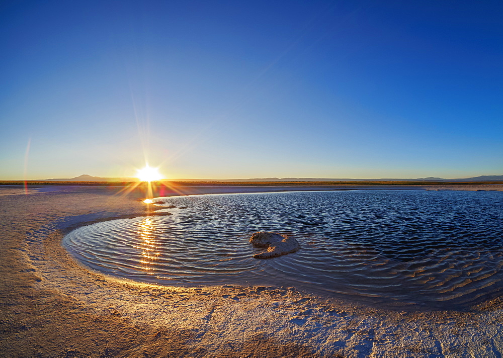 Laguna Piedra at sunset, Salar de Atacama, Antofagasta Region, Chile, South America