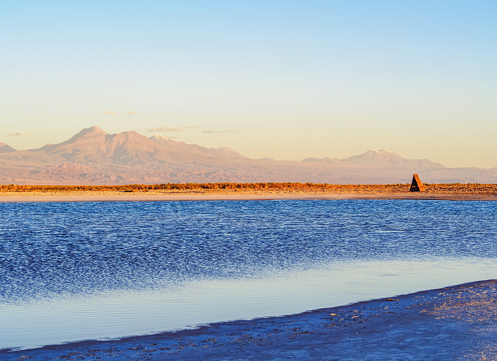 Laguna Piedra at sunset, Salar de Atacama, Antofagasta Region, Chile, South America