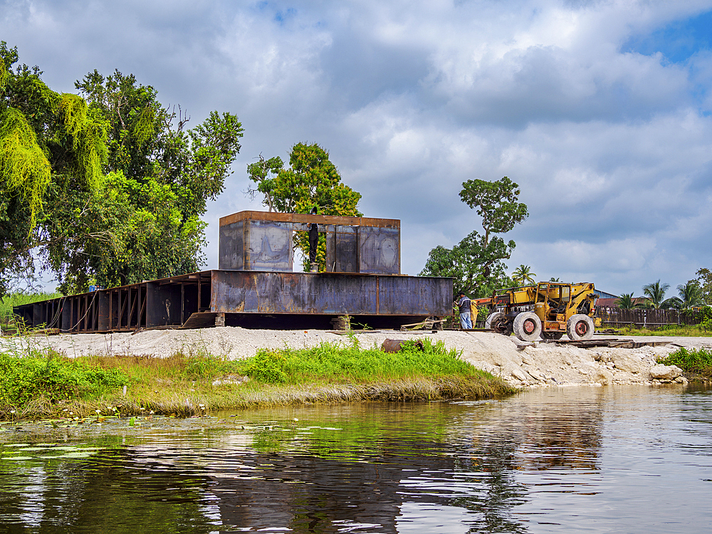 Shipyard seen from the New River, Orange Walk District, Belize