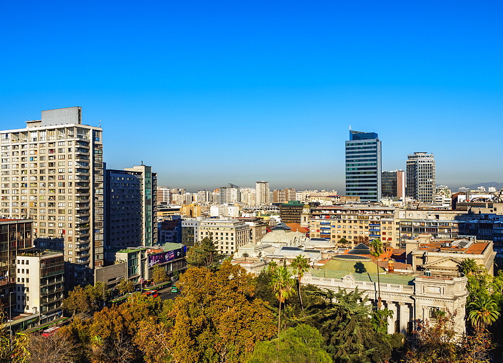 Cityscape seen from the Santa Lucia Hill, Santiago, Chile, South America