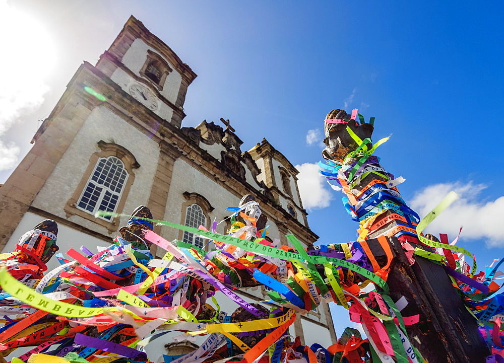 Fitas in front of the Nosso Senhor do Bonfim Church, Salvador, State of Bahia, Brazil, South America