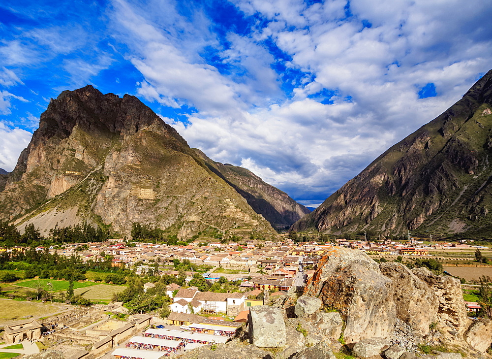 Ollantaytambo, elevated view, Sacred Valley, Cusco Region, Peru, South America