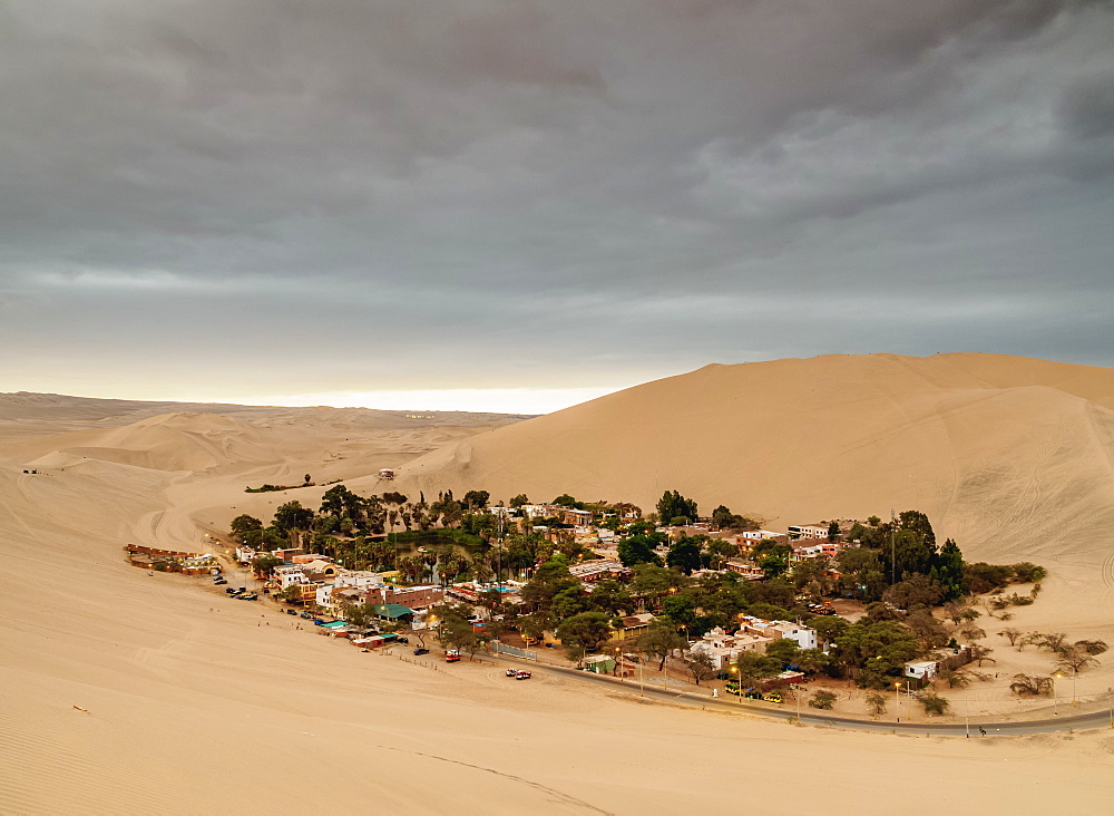 Huacachina Oasis, elevated view, Ica Region, Peru, South America