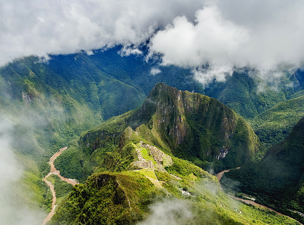 Machu Picchu Ruins seen from the Machu Picchu Mountain, UNESCO World Heritage Site, Cusco Region, Peru, South America